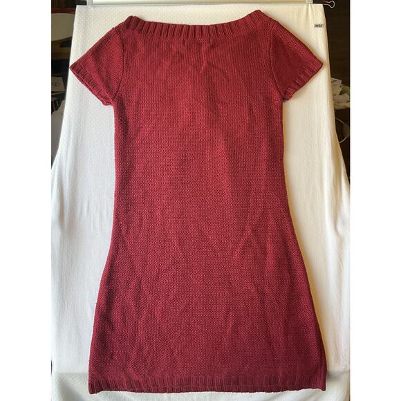 Decree Women Dress Size M Red Cable Knit Sweater Dress Short Sleeve Knee Length - Picture 10 of 10